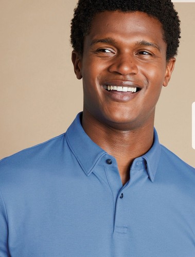 CHARLES TYRWHITT Men Ocean Blue Performance JERSEY SMART POLO Size XL NEW - Picture 4 of 13