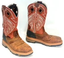 [JUSTIN] Roughneck WK2115 Men's Red Brown Steel Toe  Western Boots Size 11 EE