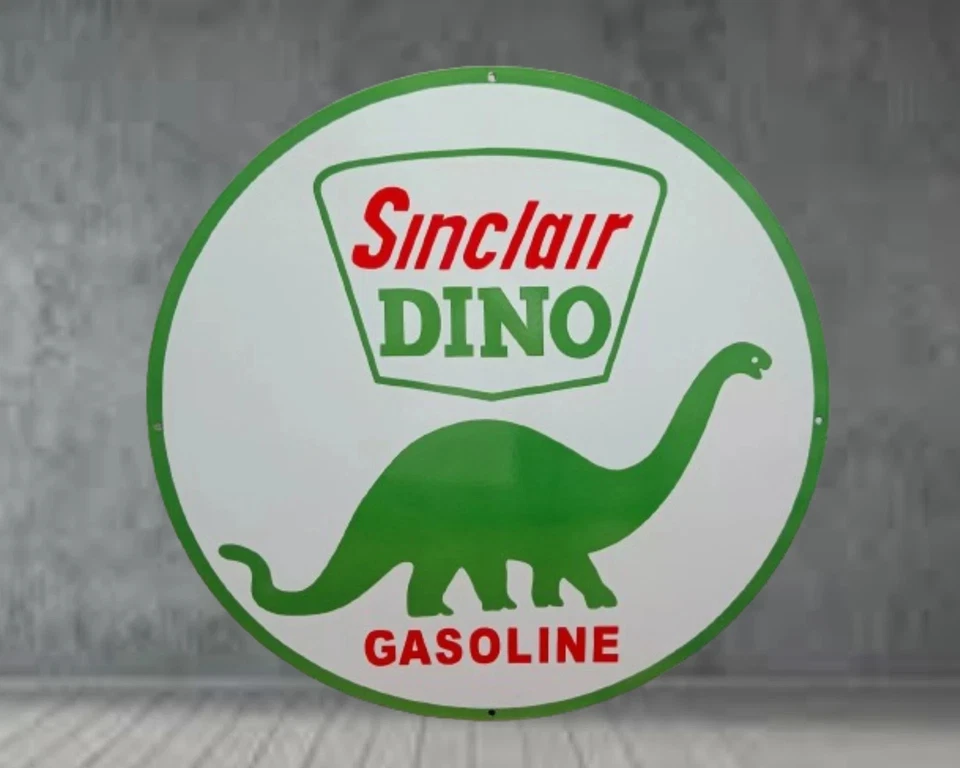 Sinclair Dino  Gasoline  Porcelain Enamel Heavy Metal variation Double Side - Image 2 of 2