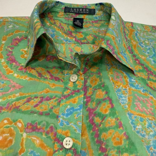 Lauren Ralph Lauren Women’s Shirt Multicolor Paisley Sz M 100% Cotton Preppy - Picture 8 of 8