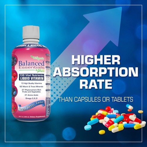 Pack de 2 suplementos nutricionales líquidos naturales Balanced Essentials vitamina 32 O... - Imagen 3 de 9