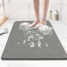 Shower Mats Non Slip without Suction Cups, 17  24inch, PVC Loofah Bathroom Ma
