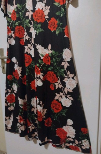 Kleid, Maxikleid Gr. 4xl (D 52) Emery Rose, Rosenmuster Schwarz-Mehrfb. Jersey - Bild 10 von 16