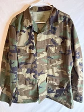 Mens Military Jacket Green Coat Hot Weather Woodland Camo Combat Tactical Medium