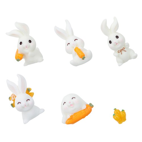 6pcs Small Resin Craft Easter Ornaments Small Rabbit Figurines Micro Ornaments - Picture 11 of 12