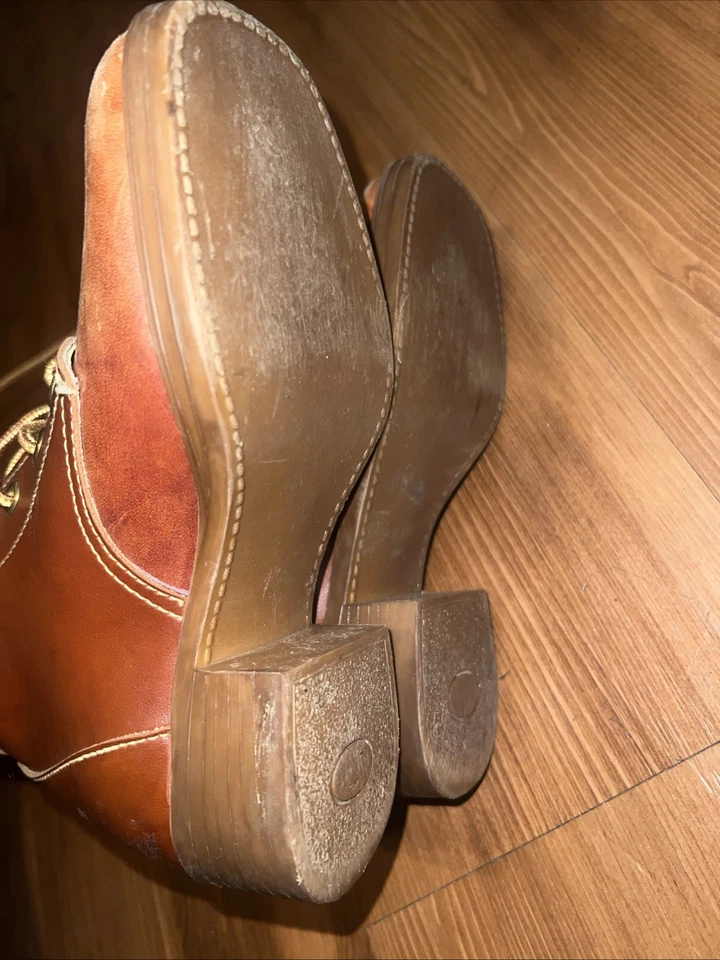 1970s Lace Up Leather Boots Vintage Frye Style Campus Kids 13D USA - Image 4 of 4