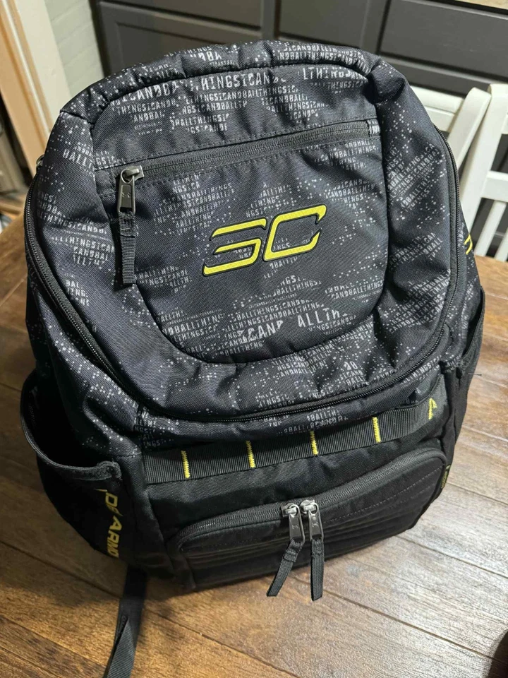 UNDER ARMOUR Backpack Steph Curry SC30 Black Yellow Basketball Sports School Bag - Image 2 of 4