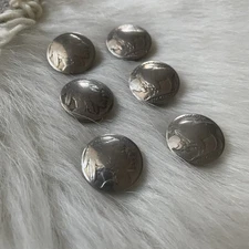 Vintage Buffalo Nickel Button Cover Lot Of Six Silver Tone