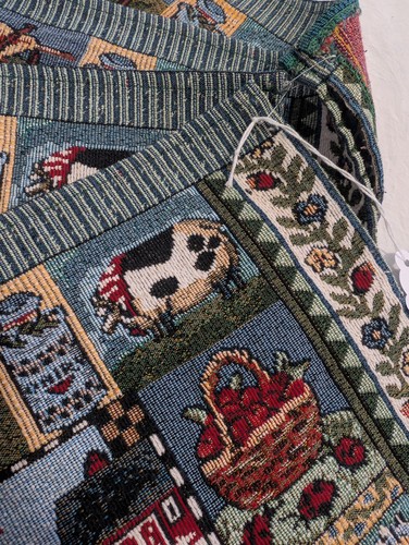 Set Of 4 Vintage Tapestry Placemats Farmhouse Farm Rooster Country Patriotic - Picture 5 of 7