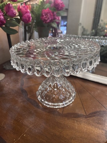 Splendido piatto torta circolare American Fostoria Crystal con pozzetto rum diametro 10" - Foto 5 di 12