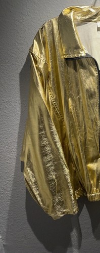 Gold Metallic Lame Bonded To Nylon One Size Fits All Fledermausjacke mit Taschen - Bild 2 von 8