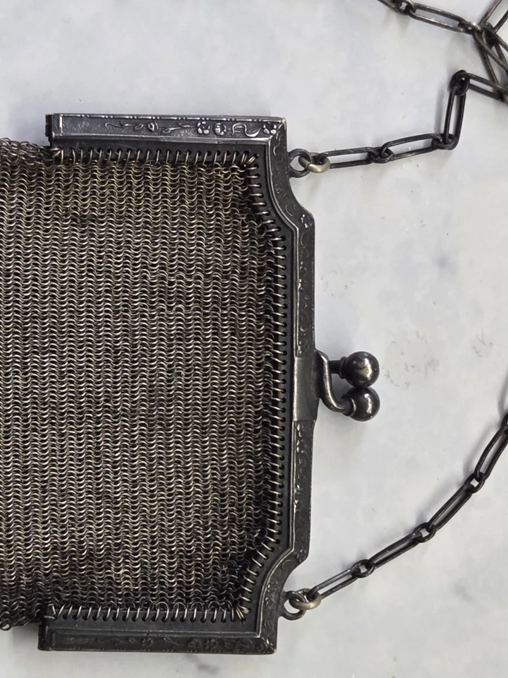 Vintage Sterling Silver Mesh Evening Purse - Image 4 of 4