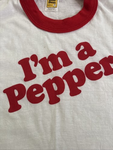 Vintage Youth M 80s Dr. Pepper I’m A Pepper Ringer T-shirt USA Made Velva Sheen - Picture 2 of 5