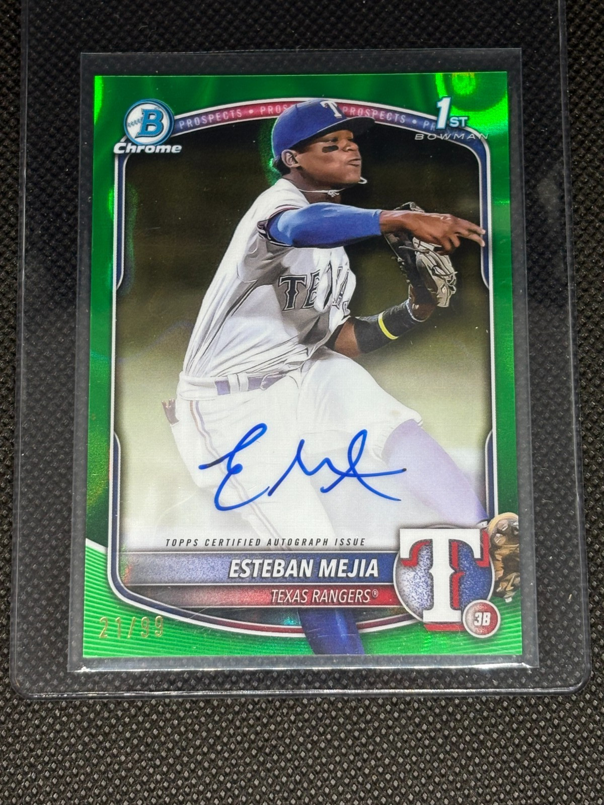 ESTEBAN MEJIA 2025 BOWMAN CHROME 1ST AUTOGRAPH GREEN LAVA AUTO /99