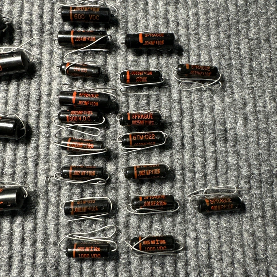 25 condensadores vintage Sprague tono belleza negro 400-600-100 v NOS Foto 3 de 3