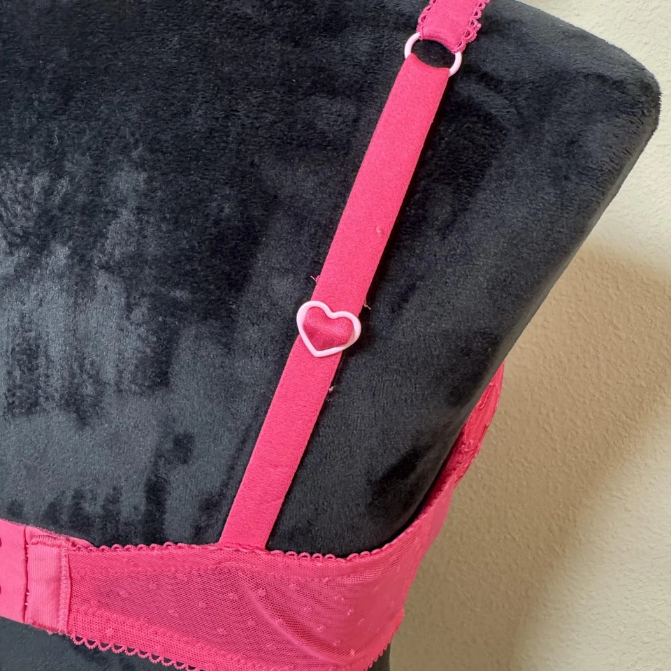 Victoria's Secret розовый бюстгальтер женщин 36DD розовый слегка с подкладкой балконет сердца милый - Изображение 4 из 4