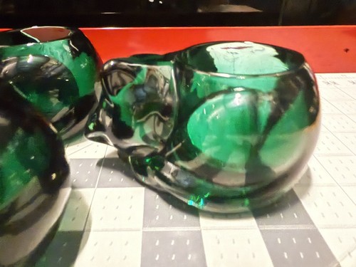 Vintage Indiana Glass Emerald Green Sleeping Cat Votive Set of 4 NWT - Picture 4 of 10