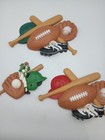 VTG 90s Burwood Boys Room Sports Wall Decor Football Baseball 3 Piece