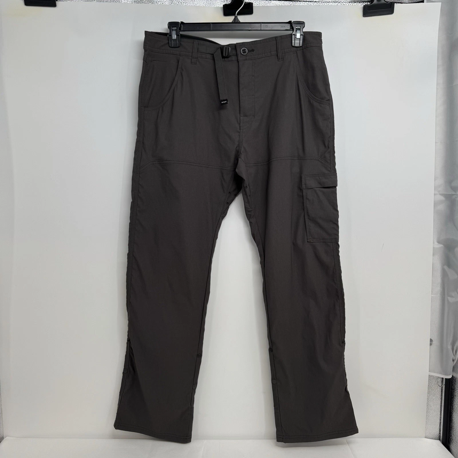 Prana Men's Stretch Zion Straight Fit Cargo Hiking Pant Gray 36 X 32 Relaxed Fit