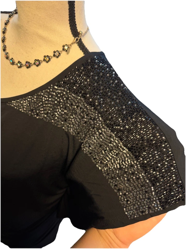 Studio Y черный одно плечо блестки верхний M Y2K Clubwear гламурный собранными в Рюш вечеринки - Изображение 3 из 4