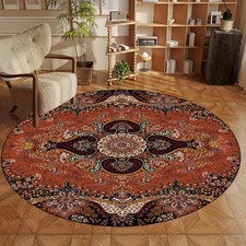 Retro Luxurious Round Art Carpet, Soft, Durable, Non-Slip, Machine Washable Velv