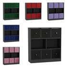 Modern 8 Cube Bookcase wide Shelf Storage Unit with 6 Fabric Drawers Black
