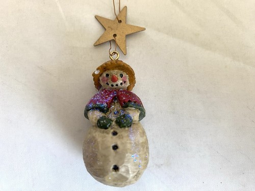 P. SCHIFFERL Schneemann mit Stern Weihnachtsschmuck | 1,75" Xmas signiert Ornament - Bild 2 von 5
