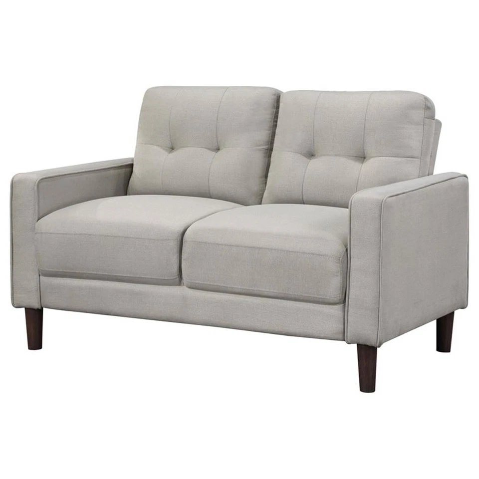Sofá loveseat de tela tapizado Coaster Bowen con brazos de oruga en beige Foto 3 de 4
