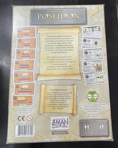 Poseidon 1800 BC (Z-Man Games 18XX) Board Game New Sealed Rare - Picture 2 of 2