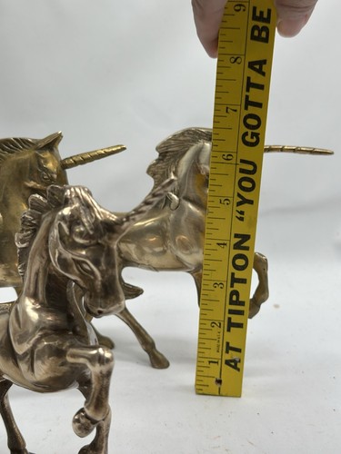 Vintage massiv Messing 3 tolle Einhorn Statuen Figuren magisch mystisch - Bild 6 von 15