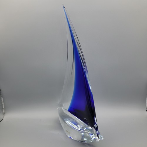 Oggetti Murano Art Glass 14” Tall Sailboat w Blue Sail ITALY Americas Cup Series - Picture 4 of 23