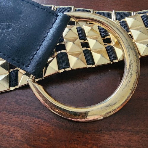Vintage Women's Black and Gold Stretch Belt 1990's - Picture 7 of 12