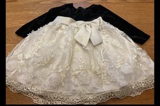12 month Rare Editions girls' long-sleeved dress of black velvet and white lace