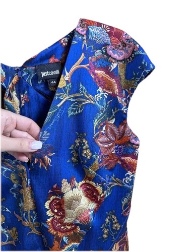 Just Cavalli Women Dress Blue Multicolor V-Neck Size 44 170/92A - Picture 4 of 9