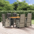 vidaXl Garden Dining Set Grey Pe rattan Medium Garden Dining Set