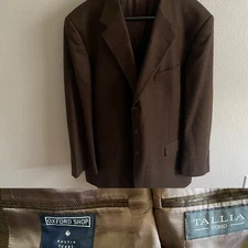 Tallia Uomo Italian Wool Blazer Brown Windowpane Heritage Core  Professor  48L