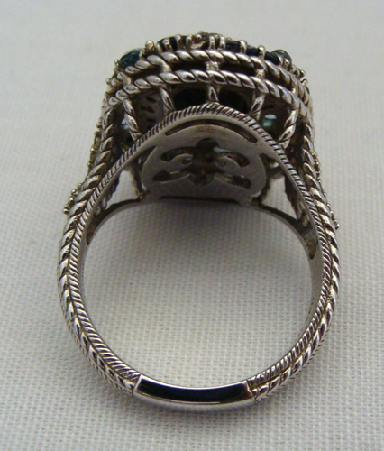 Judith Ripka Cocktail Ring Sterling Silver And Blue CZ Size 11 - Picture 7 of 9