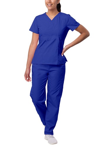 Sivvan Women’s Scrub Set - Multi Pocket Cargo Pants & Stylish Mock Wrap Top - Picture 25 of 96