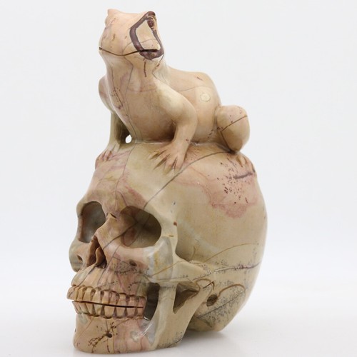 Pink Picture Jade , Carved Lifelike Frog Skull,realistic,crystal Healing K720 - Picture 5 of 7