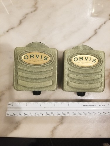 (2) Orvis Magnetic Close Softcase schwimmend Fliegenfischen Fliegenbox Pin Rückseite 3"x3"