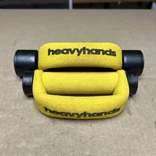Vintage AMF Heavy Hands Pair Of 2 Dumbbell Hand Weights Yellow 1 & 2 Lb