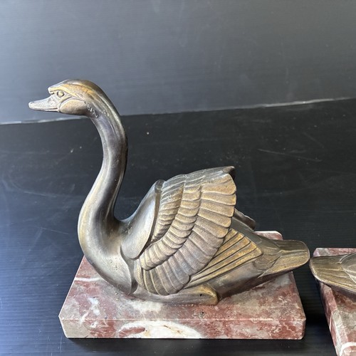 Presse Livre Laiton Vintage art Deco Cygnes - Picture 8 of 13