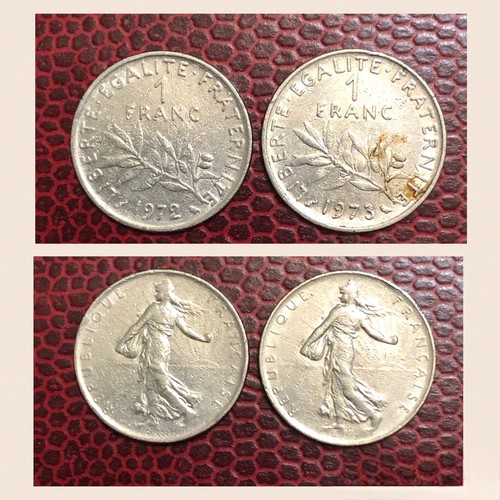 Lot 10 Münzen zu 1 Franc Frankreich, zwischen 1970 - 1978 + 1991 Serie - Bild 3 von 6