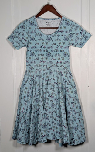 Vestido Svaha Para Mujer Talla XS Algodón Ajuste y Acampanado Patrón Bicicleta Bolsillos Azules - Imagen 1 de 3