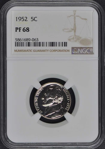 1952 Jefferson Nickel 5C NGC PR68