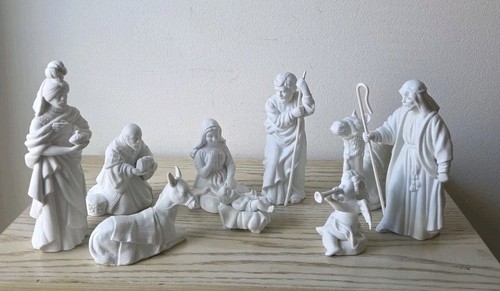 Set of 9 Vintage 1980s Avon Nativity Collectibles Christmas White Figurine 7.5"