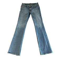 Womens Bootcut Jeans Low Rise Stretch Light Blue Wash Seven7 Zip Fly W28 L34