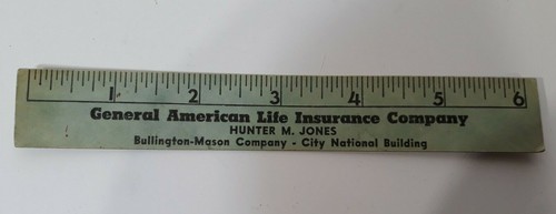 Antique Extremely Rare 1954 Bookmark Ruler General American Life Insurance Co.  - Picture 1 of 6