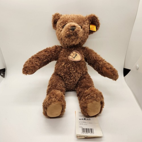 NWT Steiff Brown Teddy Bear Silky Soft Curly Fur Stuffed Plush Toy 11" 113543 - Picture 9 of 9