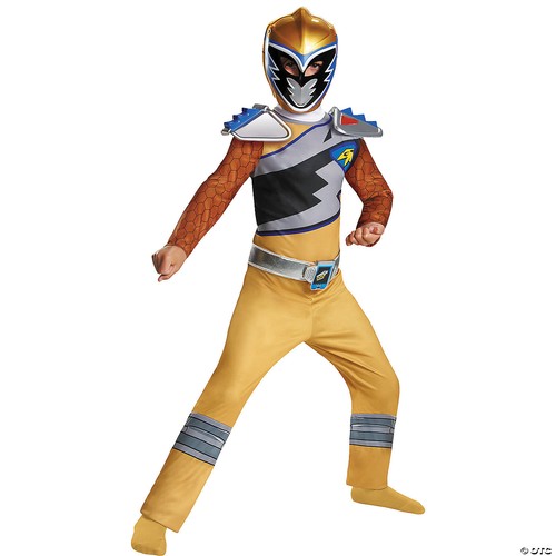 Jungen Classic Power Rangers Dino Gold Ranger Kostüm Maske, Gürtel, Schulterstücke